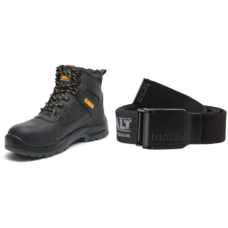 Dewalt Men's Douglas Waterproof Steel Toe Safety Boot Black UK8 & Pro Belt Black One Size
