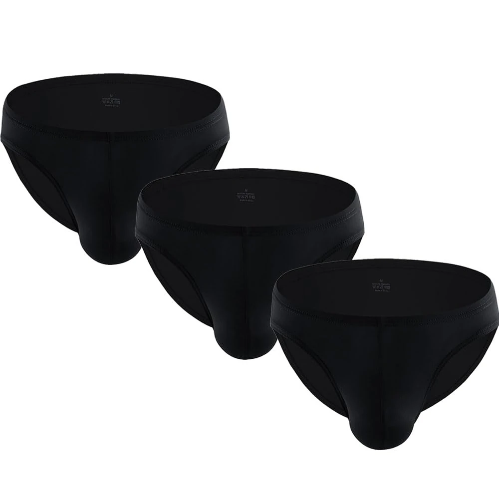 Summer Code Men's Low Rise Hip Briefs Ice Silk Bikini Underwear Ultra-Thin Sweat Absorbing Panties