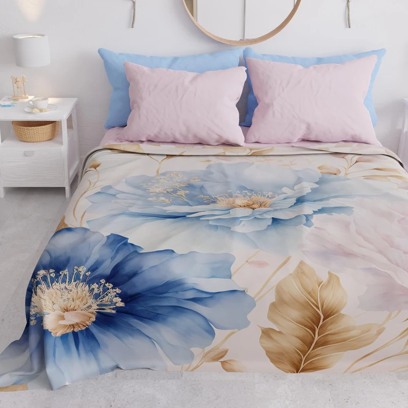 PETTI Artigiani Italiani - Microfibre Sofa Cover 260 x 270 cm, Marseille Floral Pattern | Multipurpose for Sofas, Bedspreads and Table Covers | Washable Protective Cover