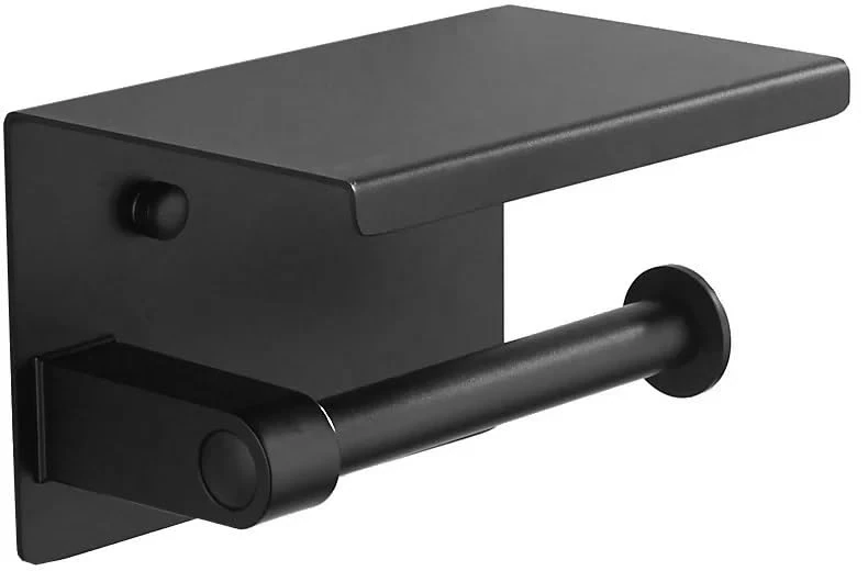 Mexen 701197-70 Holder-black-701197-70 Holder for Toilet Paper with a shelf-black-701197-70, Black