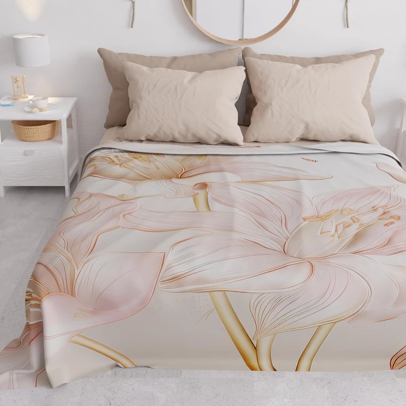 PETTI Artigiani Italiani - Spring Summer Double Bedspread Lightweight Double Bed Sheet Bedspread Lily 100% Made in Italy