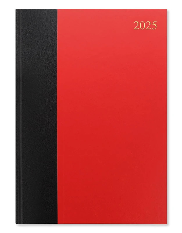 Letts of London 2025 A4 Diary - Two Pages Per Day - Red/Black