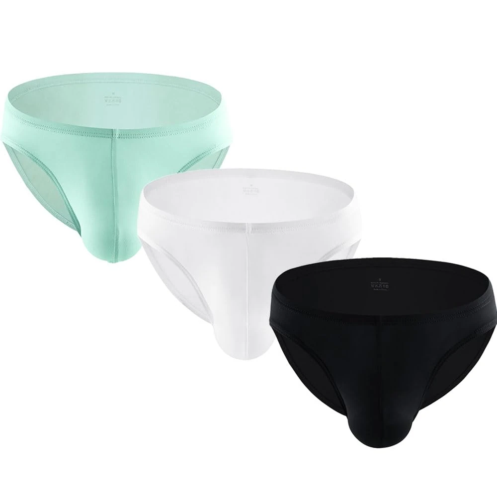 Summer Code Men's Low Rise Hip Briefs Ice Silk Bikini Underwear Ultra-Thin Sweat Absorbing Panties