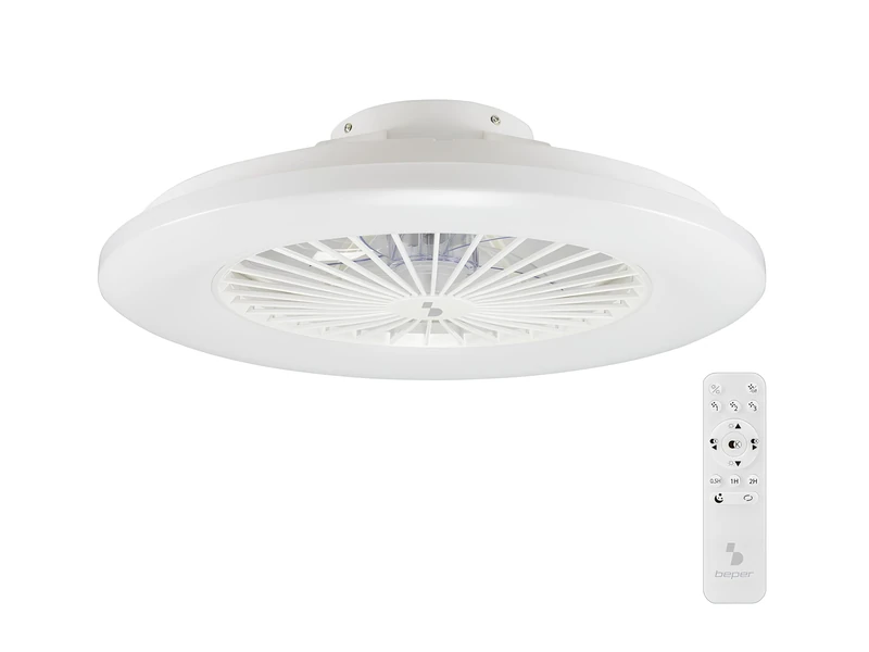 BEPER P206VEN640 Ceiling Fan with LED Light, 40W, 3 Selectable Speeds, Programmable Timer, Fan with Remote Control Included, White