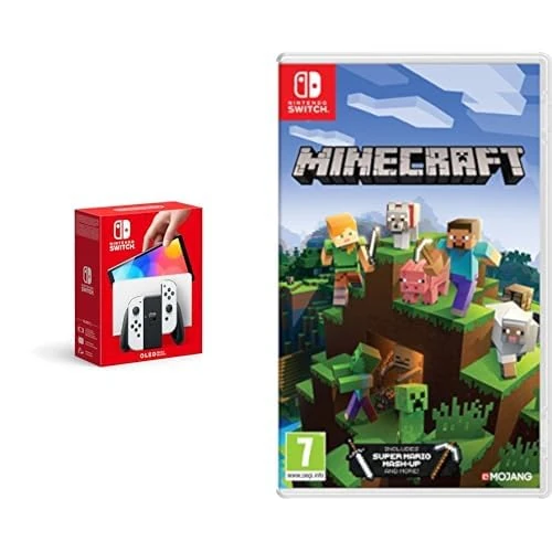 Nintendo Switch (OLED Model) - White+Minecraft Switch