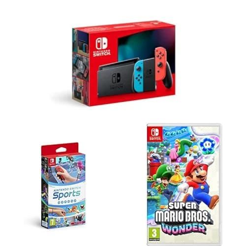 Nintendo Switch (Neon Red/Neon blue) Switch Sports Switch+Super Mario Bros. Wonder Switch