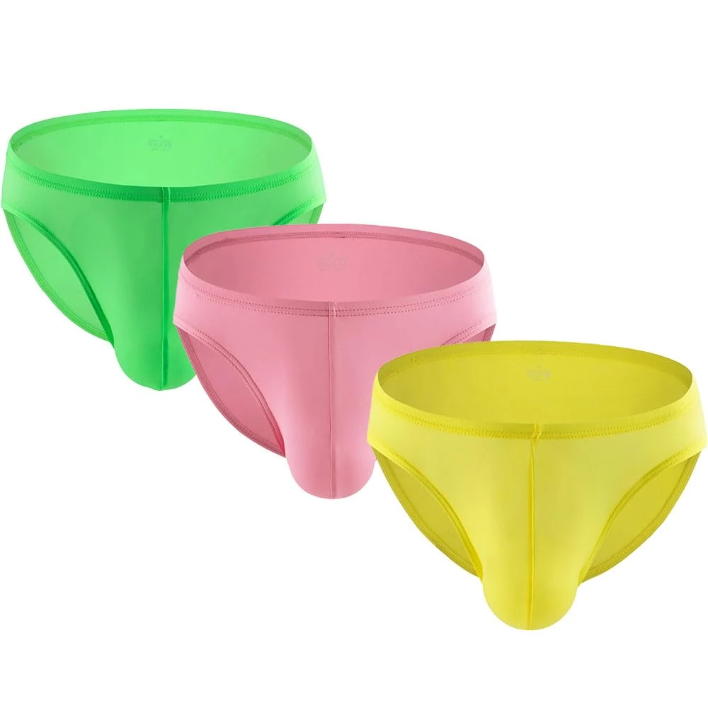 Summer Code Men's Low Rise Hip Briefs Ice Silk Bikini Underwear Ultra-Thin Sweat Absorbing Panties