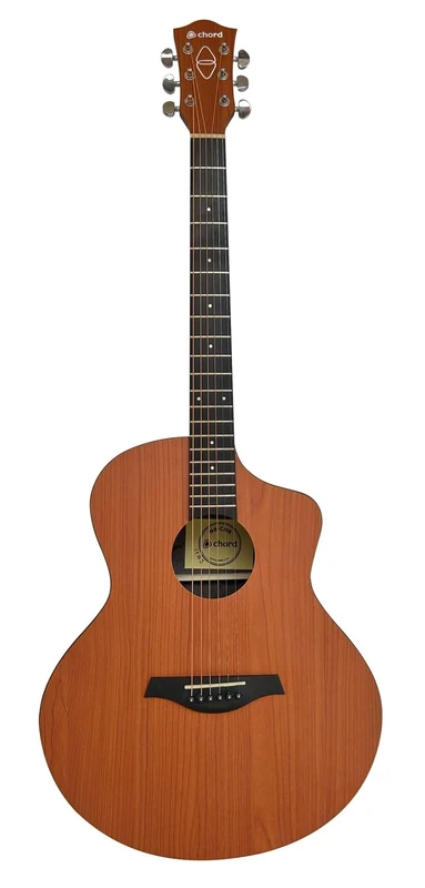 Chord Nomad Series: Electro Acoustic Guitar with Built in Tuner and Active 3-Band EQ Grand Auditorium Style with Venetian Cutaway Cherry