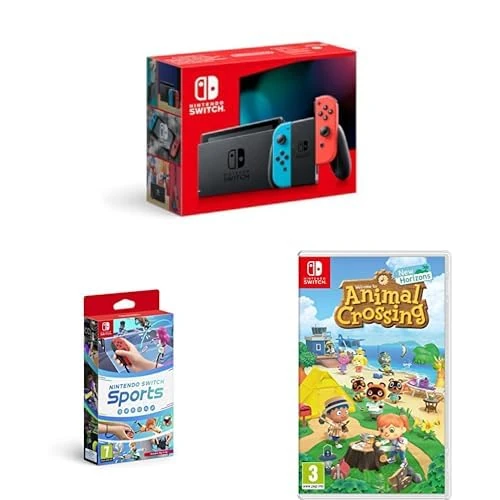 Nintendo Switch (Neon Red/Neon blue) Switch Sports Switch+Animal Crossing: New Horizons Switch