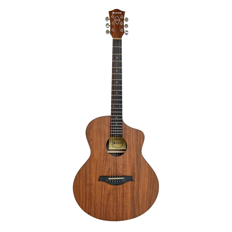 Chord Nomad Series: Electro Acoustic Guitar with Built in Tuner and Active 3-Band EQ Grand Auditorium Style with Venetian Cutaway Koa