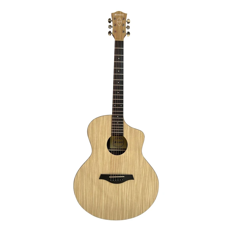Chord Nomad Series: Electro Acoustic Guitar with Built in Tuner and Active 3-Band EQ Grand Auditorium Style with Venetian Cutaway Malted Maple