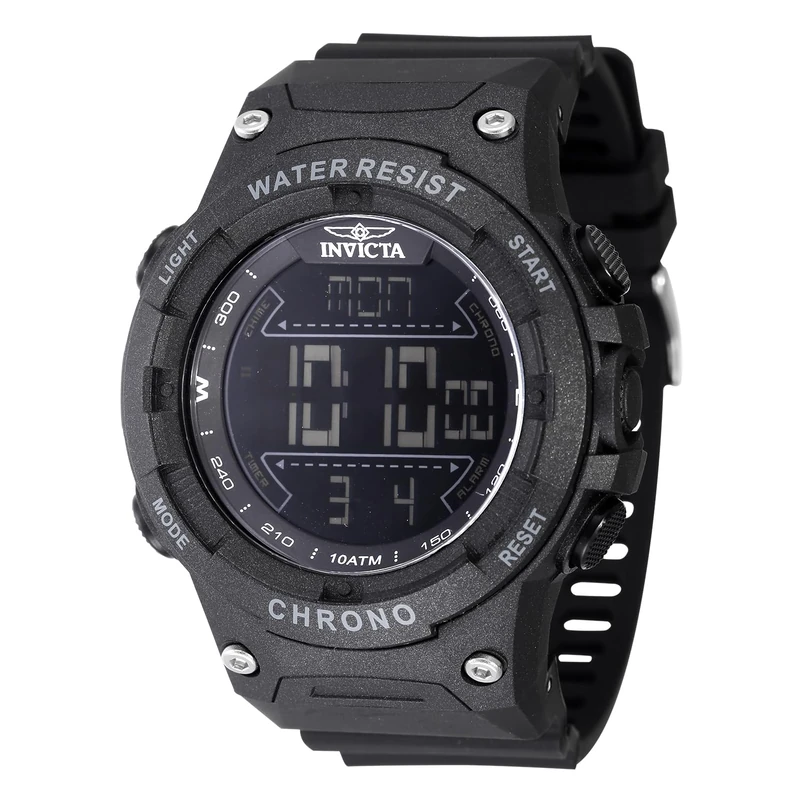 Invicta Racing Digital 47523 Men's Watch - Waterproof - Digital - Quartz Movement - Plastic with Black dial - 52mm