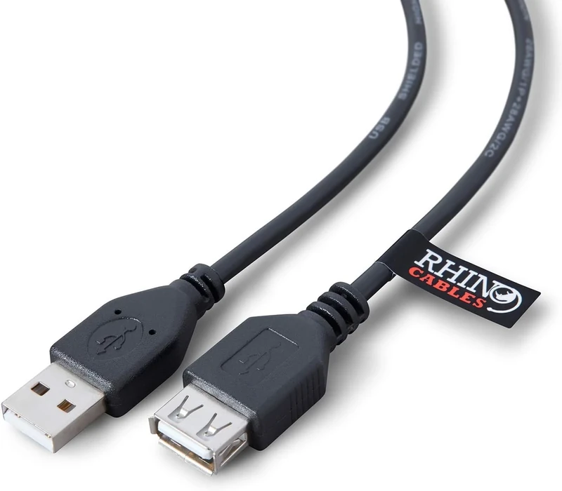 rhinocables USB 2.0 A-A Extension Cable | High-Speed Data Transfer (480mbps) | Hassle-Free, Reliable Connectivity with All USB A Devices - Printers, Cameras, Mice, Keyboards & More (50cm,Pack of 10)