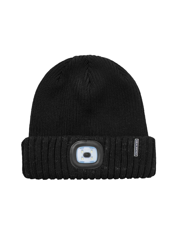SEALSKINZ | Heydon | Unisex AQUASEALZ® Waterproof Cold Weather LED Roll Cuff Beanie Hat |Everyday & Outdoor Activities | Fleece Lining Black