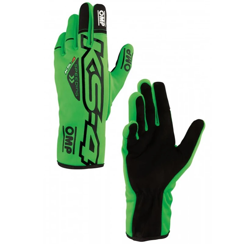 OMP Karting KS-4 Racing Gloves - Fluo Green/Black - Size S