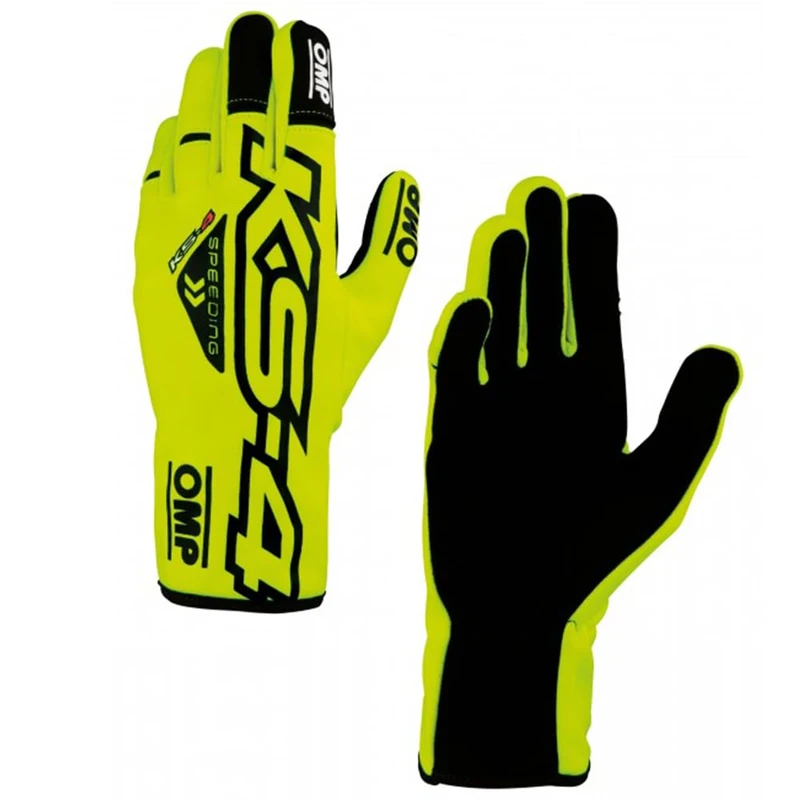 Ompracing OMP Kart Gloves KS-4 - Yellow/Black - Size 4 Kids