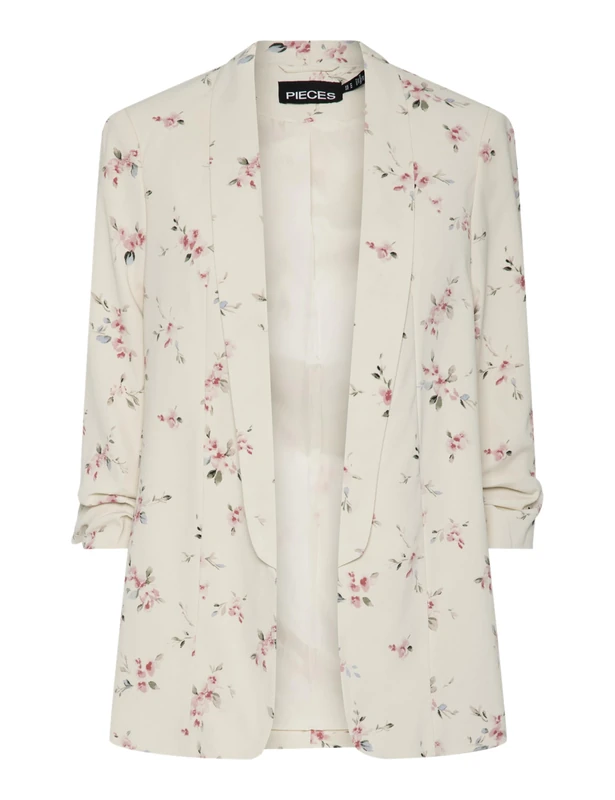 PIECES Pcbosella 3/4 Printed Blazer Noos Bc, Grey (Whitecap Gray), 10