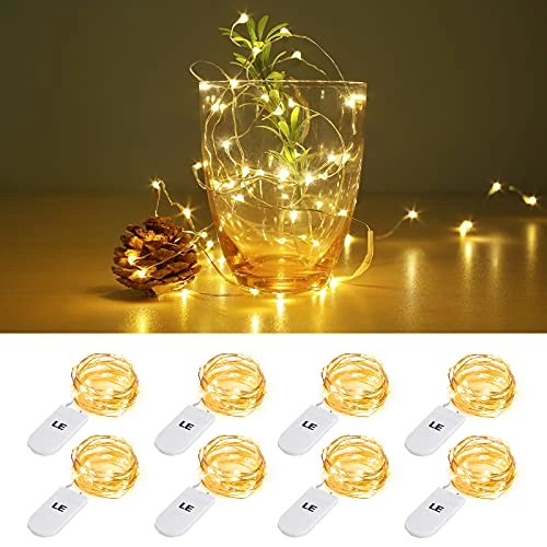 LE Battery Fairy Lights, 1M 20 LED Small Fairy Lights, Warm White Christmas Lights, Battery Powered Mini Copper Wire Lights for Halloween, Christmas Tree, Party, Table Decorations