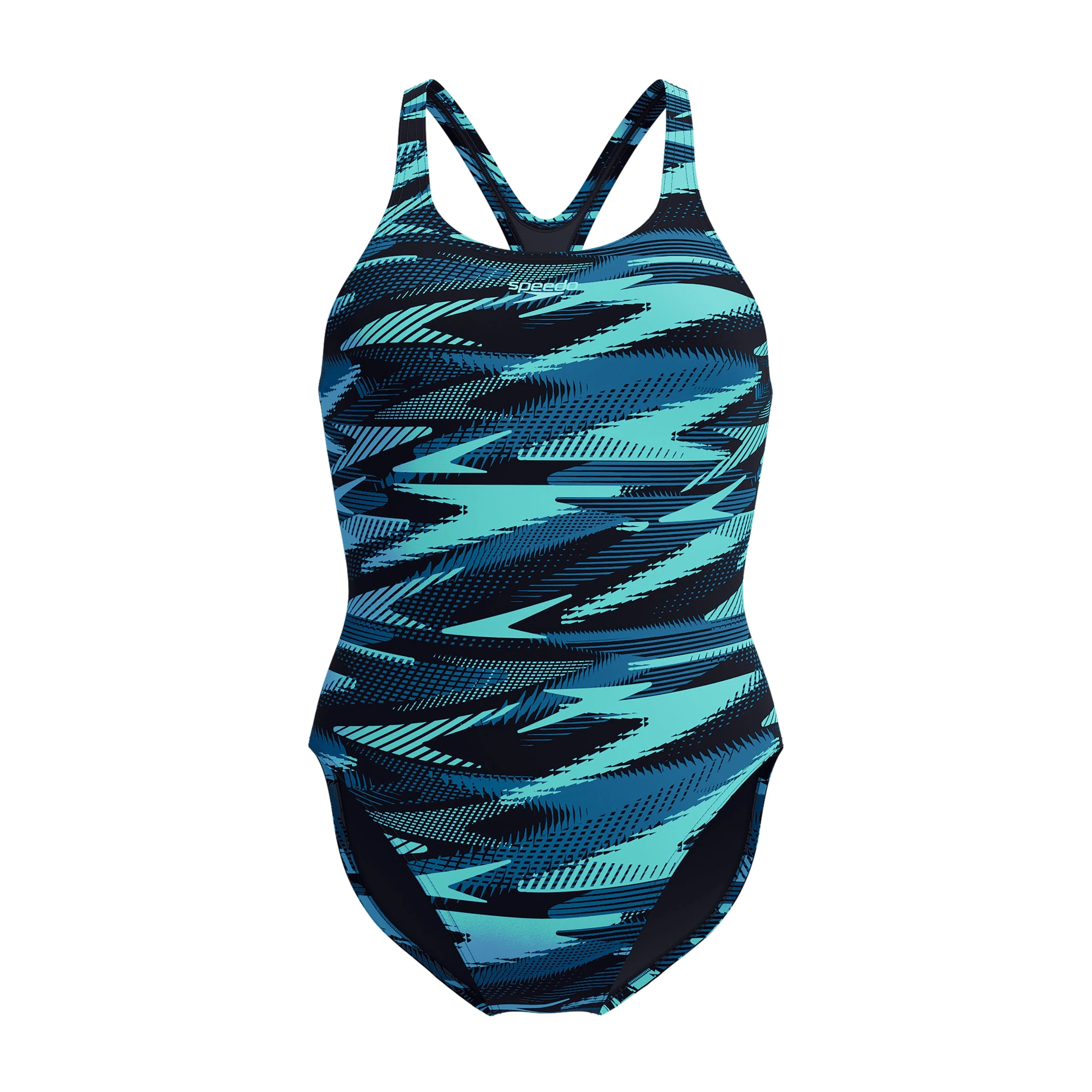 Speedo Women's Hyperboom Allover Medalist Swimsuit |Quick Drying | Fitness | Chlorine Resistant, Dark Teal, 36