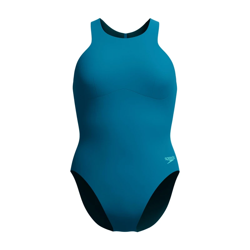Speedo Women's Racer Zip Swimsuit | Swim Fitness | Soft Feel | Premium Swimwear Swimwear, Dark Teal, 36