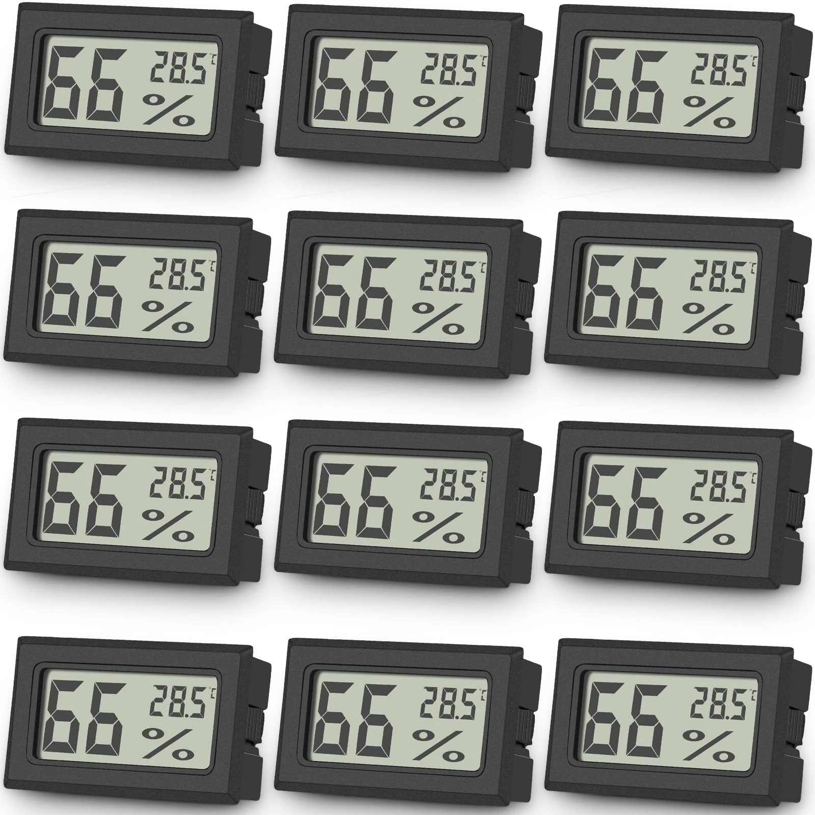 Vaikby 12-Pack Room Thermometer Hygrometer - Digital Humidity Meter & Temperature Gauge with Large LCD Display for Home, Office, Greenhouse, Baby Room - Thermometer Room Temperature & Hydrometer