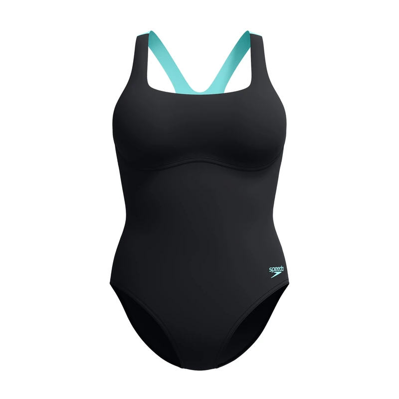 Speedo Women's Flex Band Swimsuit with Integrated Swim Bra | Swim FitneS | Training, Anthracite, 30