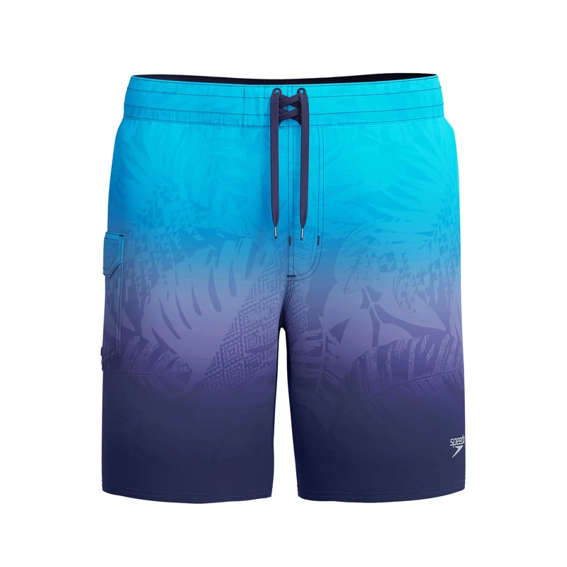 Speedo Men's Lookout Print Board Shorts | 4-Way Stretch Soft Fabric | Surf | Swim | Gym | Run | Quick Drying Shorts, HAPUNA Blue, 32