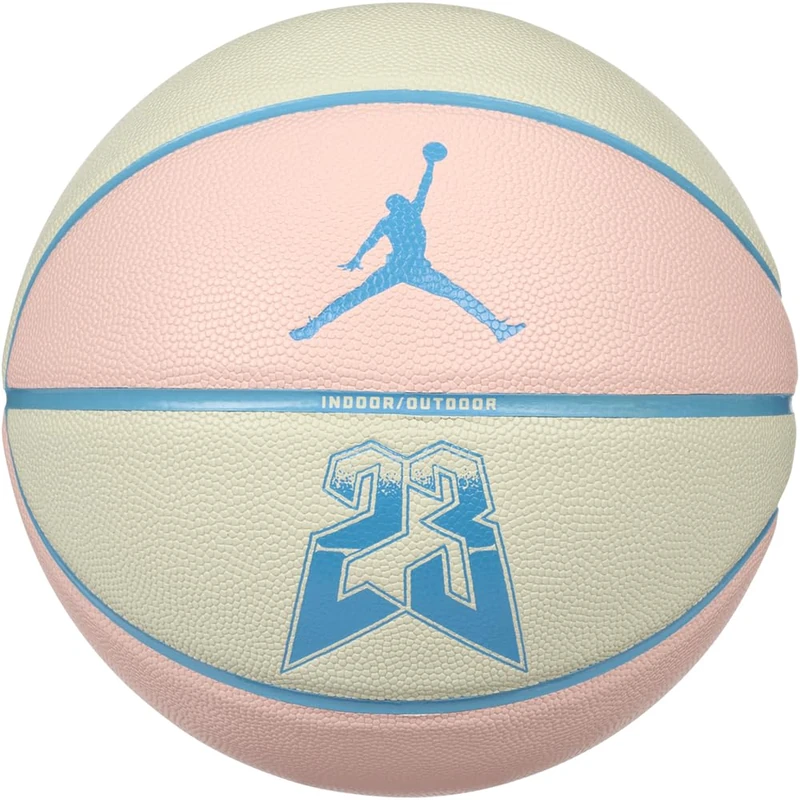 Nike Jordan Ultimate 2.0 Basketball 8P Graphic – Indoor/Outdoor Basketball with Graphic Design – Training Basketball – Delivered Deflated, Muslin/Legend Pink/Dk Powder Blue, 7