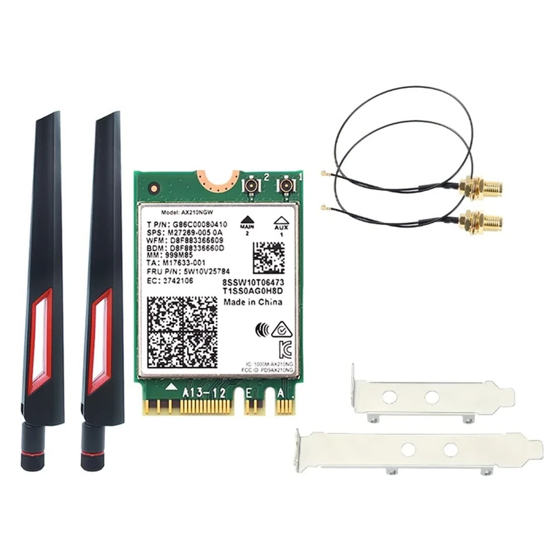 Pojedehy Wi-Fi 6E AX210 Wireless Card 2400Mbps Bluetooth 5.2 Desktop Kit 802.11Ax 2.4G/5Ghz/6Ghz AX210NGW,with 10DBi Antenna