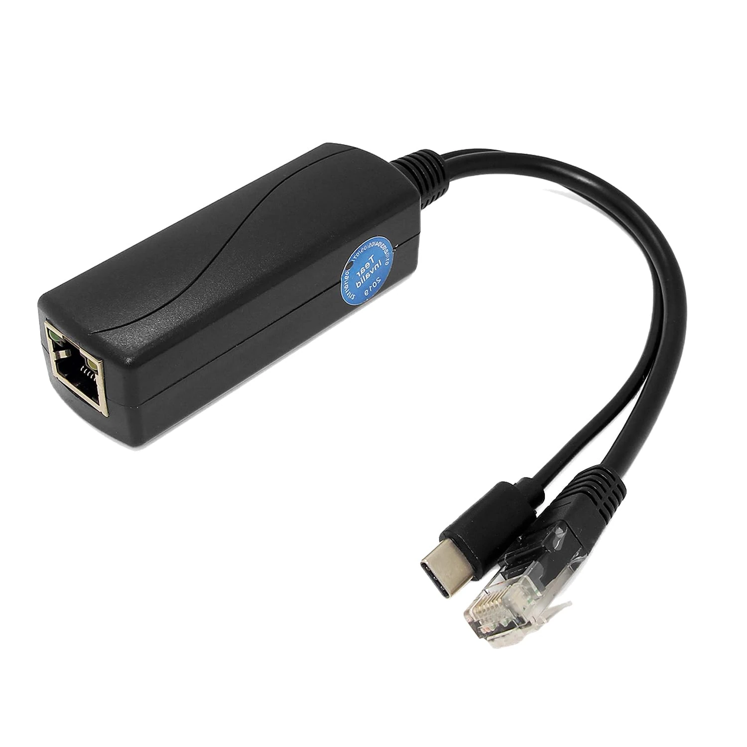 REVODATA 2.5G Type C PoE Splitter 5V/2.4A, 48V PoE to USB-C 5V/2.4A 12W Output, 2.5Gbps Ethernet Comply IEEE802.3af/at, Plug and Play for Smart Home