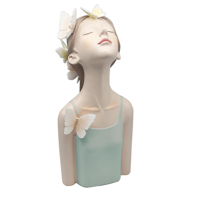 Lesser & Pavey Papillon Chic Butterfly Green 60cm Girl Figurine For Home & Office | Home Décor Ornament Gift For Women | Living Room Elegant Fairy Girl Statue | Lovely Indoor Figurine Ornament