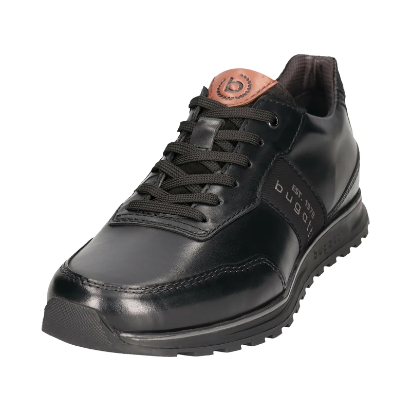 bugatti Men's Full Leather Business Look Lettering On The Side Trainers, Black, 9 UK