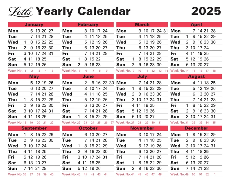 Letts of London Yearly Calendar 2025