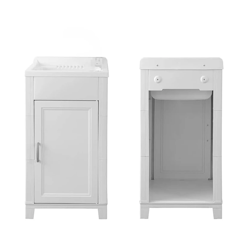 Avilia Wash Basin for Handwashing – Single Door Sink with Siphon Kit, for Indoor and Outdoor Use, in Resin, 45 x 50 x 85 cm, White