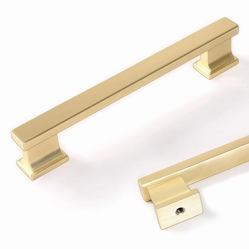 COTYKILEY 10 Pack 6-1/4Inch(160mm) Brushed Brass Cabinet Handles Gold Kitchen Cabinet Pulls Cabinet Door Handles Kitchen Cabinet Hardware Cupboard Drawer Pulls Dresser Handles
