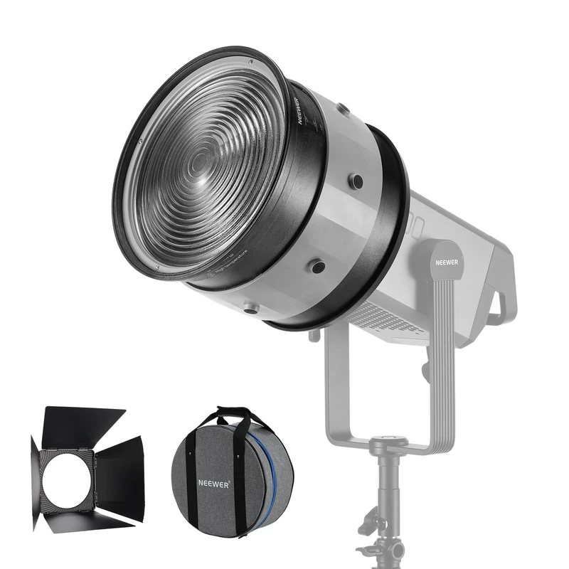 NEEWER CSF10 10" Fresnel Lens, Bowens Mount Light Gathering Lens with 10-35° Variable Beam Angle & Barndoors for CB300B, CB300C, CB200, CB200B, CB200C, AS600B LED Video Light Up to 600W - Image 1