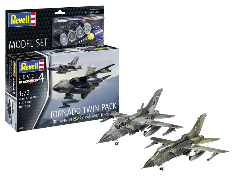 Revell 63801 Model Set Tornado Twin Pack 50th Anniversary 1:72 Scale Unbuilt/Unpainted Plastic Model Kit with Accessories