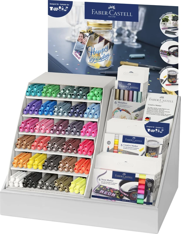 Faber-Castell Creative Marker Pen, 150 Colours Cardboard Tabletop Display, Colouring, Drawing, Home, Office Artist Supplies