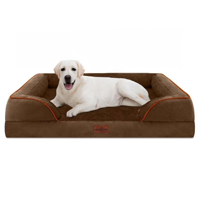 Comfort Expression Orthopedic Dog Bed for Extra Large Dogs, Waterproof Dog Sofa Bed with Removable Cover & Non-Slip Bottom (Jumbo, Chocolate Brown)