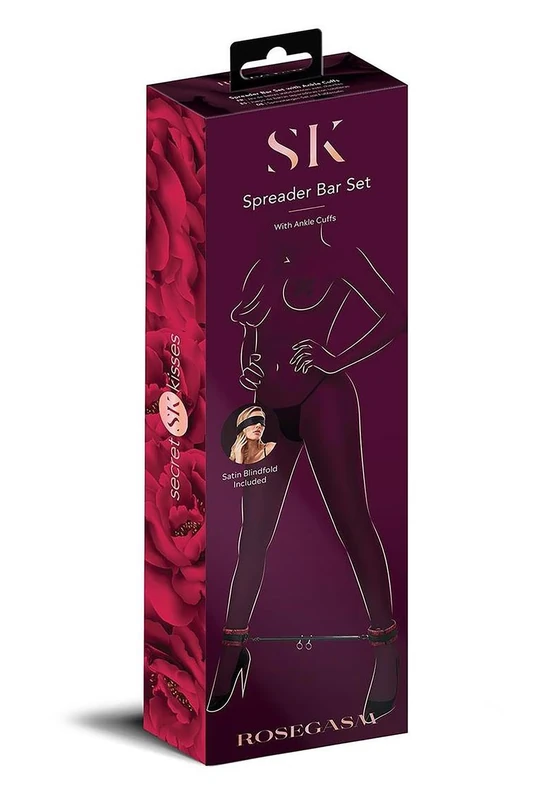 Secret Kisses Rosegasm Spreader Bar Set with Ankle Cuffs Black One Size