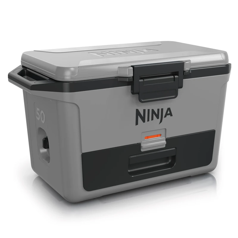 Ninja FrostVault Hard Cooler 47L, Premium Insulated Cool Box, Holds Ice Up to 6 Days, Built-in Dry Storage Drawer with Fridge Temperature, Fits 80 Cans, Slate Grey FB151EUGY