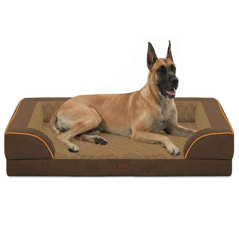 Casa Paw Orthopedic XXL Dog Bed, Waterproof, Memory Foam, Large Pet Bed for Extra Large Dogs, 134 x 107 cm, Non-Slip Bottom and Egg Crate Foam Dog Couch Bed with