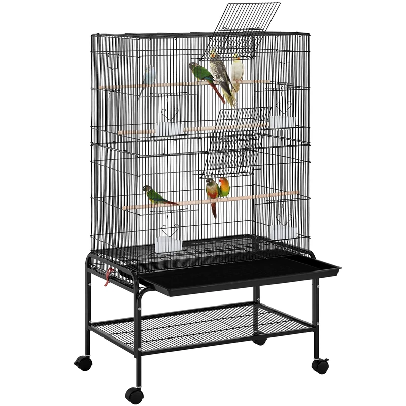 Yaheetech Large Bird cage Budgie cage Bird Aviary Outdoor for Parrots Cockatiel with Rolling Stand Black