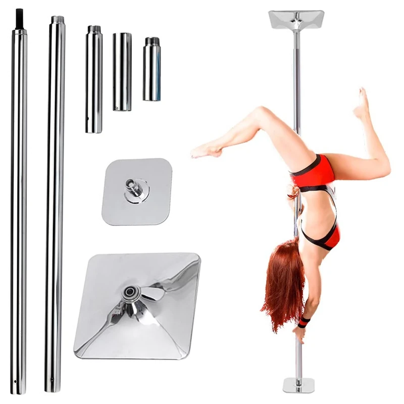 Chromed Steel Stripper Pole for Home 9ft 10ft 11ft 12ft Ceiling - Professional Spinning Dancing Pole for Apartment Gym Club, Portable Dance Pole Extension 45mm