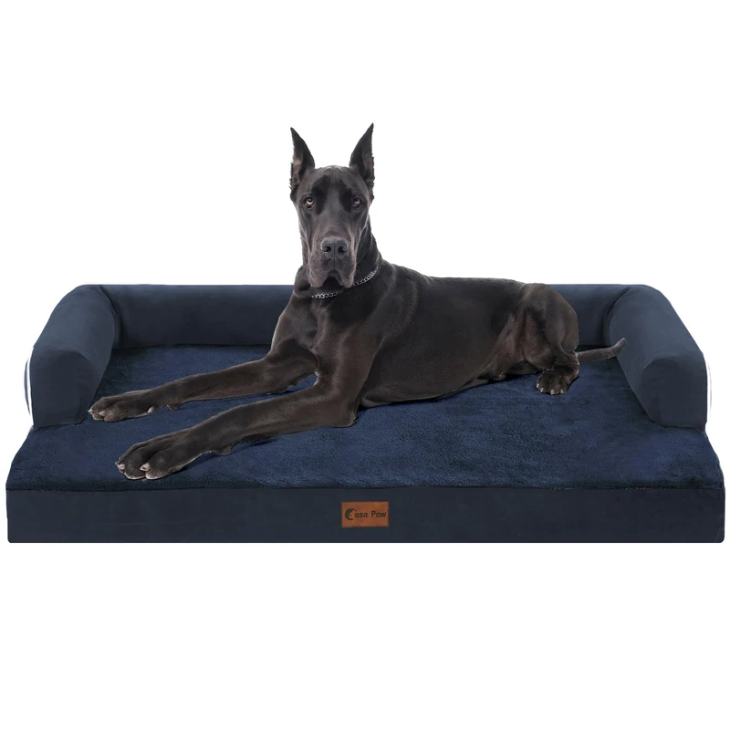 Casa Paw Orthopedic XXL Dog Beds, Waterproof Egg Crate Foam Big Pet Bed for All Breed Sized Dogs 53x42Inch, Washable Extra Large Dog Couch Bed with Removable Cover and Non-Slip Bottom, Navy Blue
