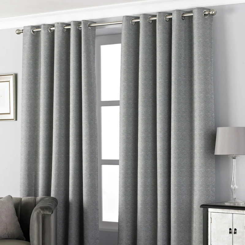 Paoletti Pendleton Spotted Eyelet Curtains, 168 x 229cm, Graphite - Image 1