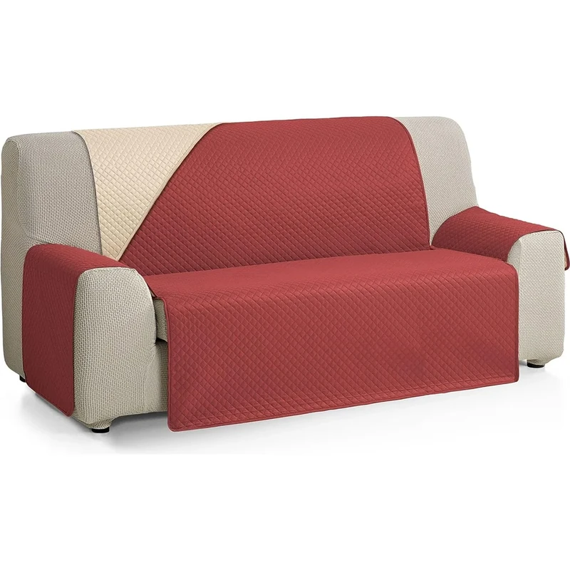 ECOMMERC3 | Reversible Sofa Cover for 2 Seater XL Sofa - Extra Soft Touch and Maximum Coupling Sofa Cover - Beige/Red