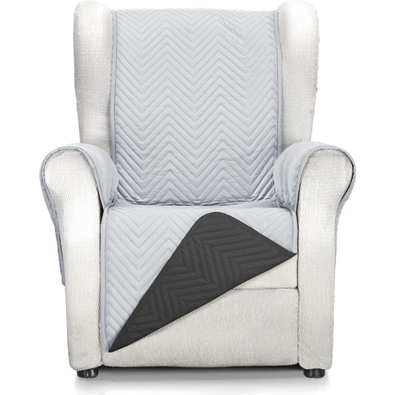 ECOMMERC3 | 1 Seater Armchair Cover/Relax and Full Fit - Cover for 1 Seater Armchair and Relax Armchair Grey/Black