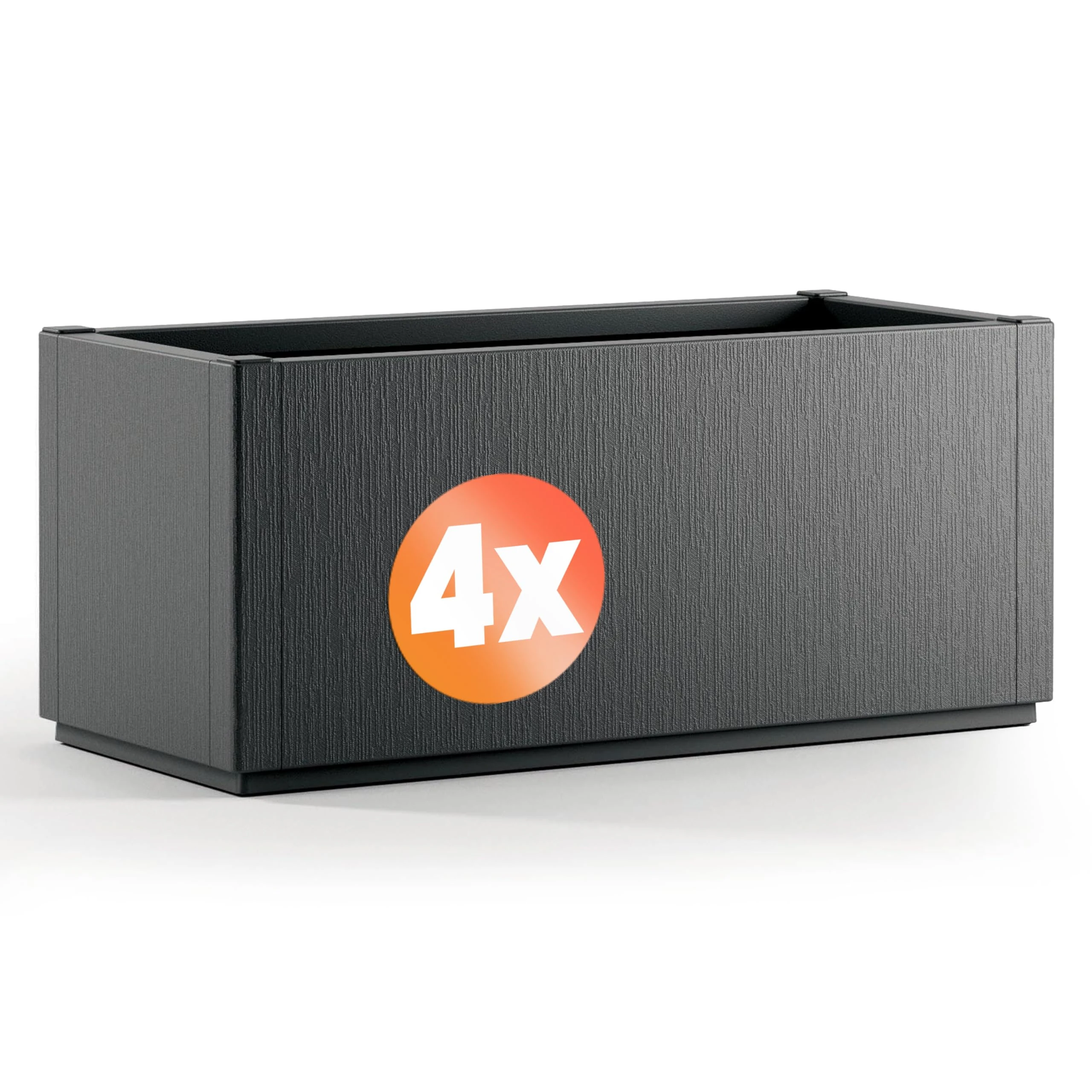 CASARIA® Ethica 4x Flower Box Planter | 80L Capacity | 80 x 36 x 35 cm, Drain Base, Winterproof, Garden Planter, Plant Pot, Flower Tub | Robust Weatherproof Plastic | Set of 4 | Anthracite