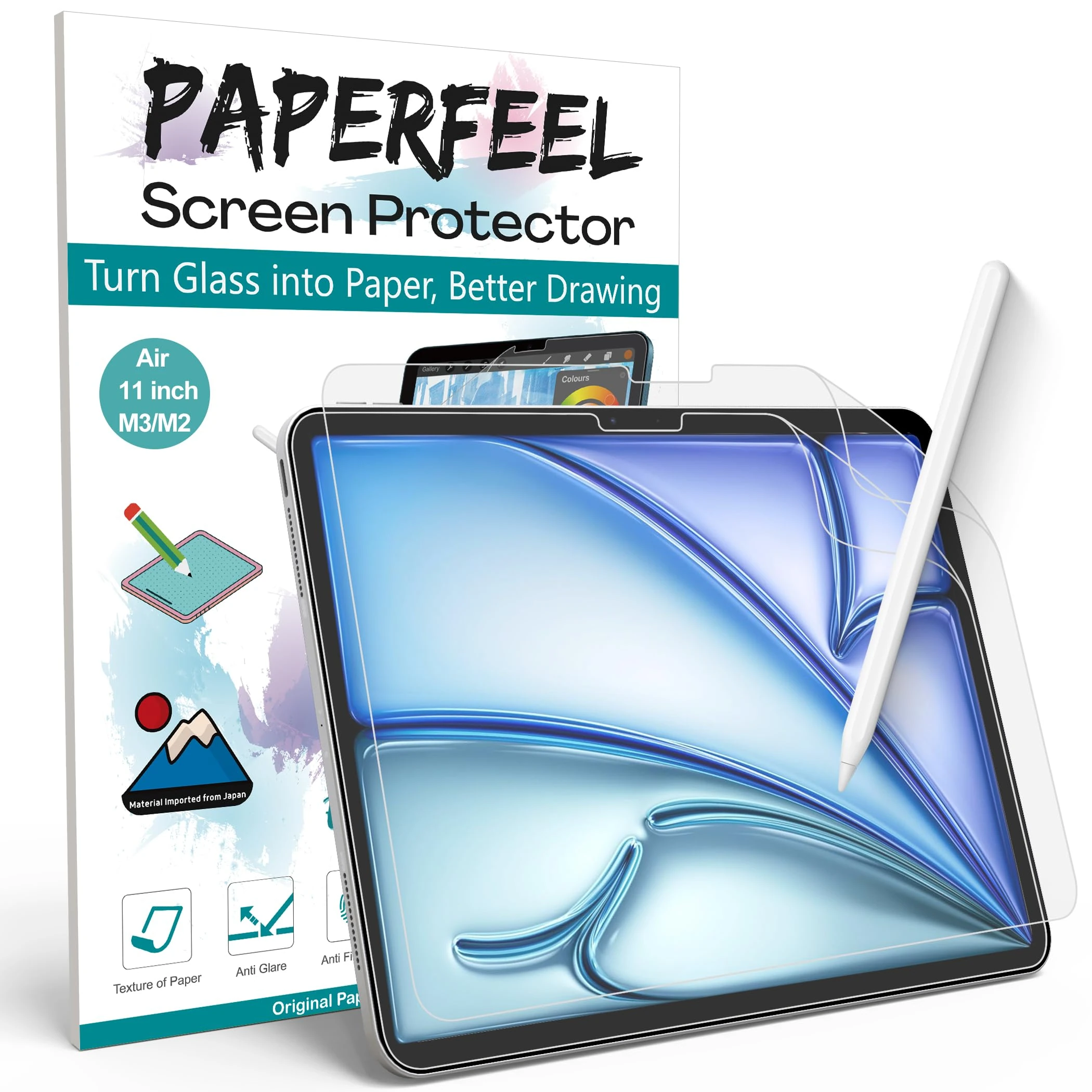 PAPERFEEL [2 Pack] Screen Protector for iPad Air 11 Inch 2025 2024 M3 M2 Model, Matte PET Paper Film Compatible with Apple Pencil Drawing, Writing, Anti Glare, Anti Fingerprint, Easy Installation
